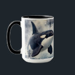 Taza Orca Tormentosa olas Personalizadas<br><div class="desc">Una magnífica orca irrumpe en las olas en un día tormentoso</div>