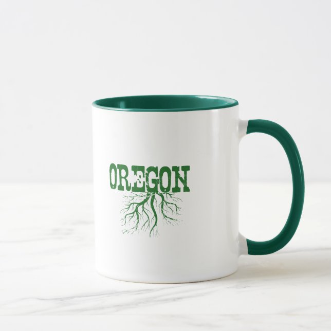 Taza Oregón Roots Green Word Art (Derecha)