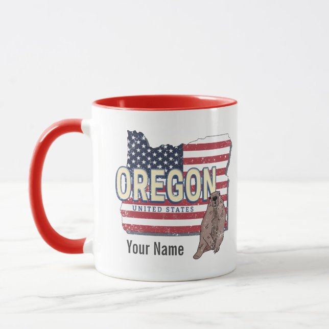 Taza Oregon State Estados Unidos Retro Map USA Souvenir (Izquierda)