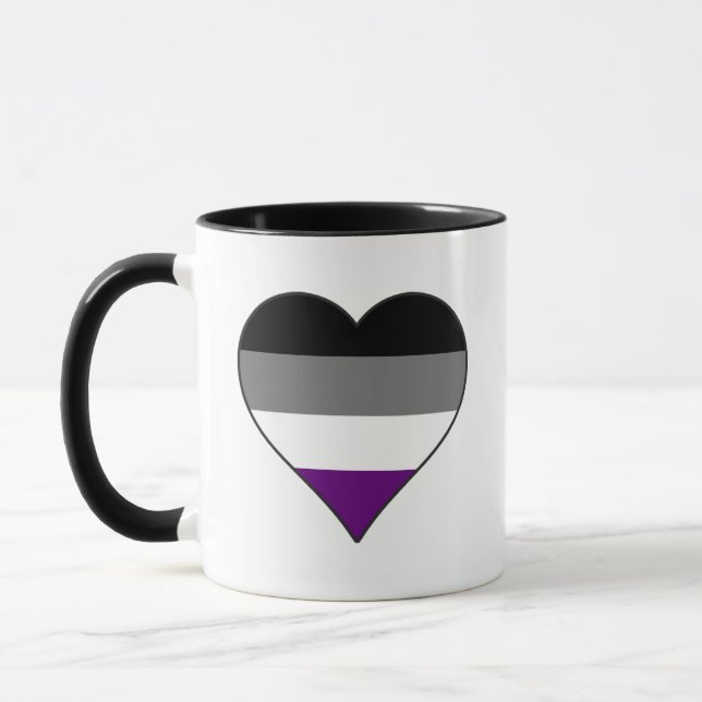 Taza Orgullo asexual Corazón Arcoiris ~ As | Demi | Gri (Izquierda)