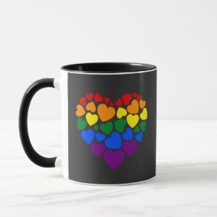 Taza Orgullo - corazón de color arcoíris gay para el am