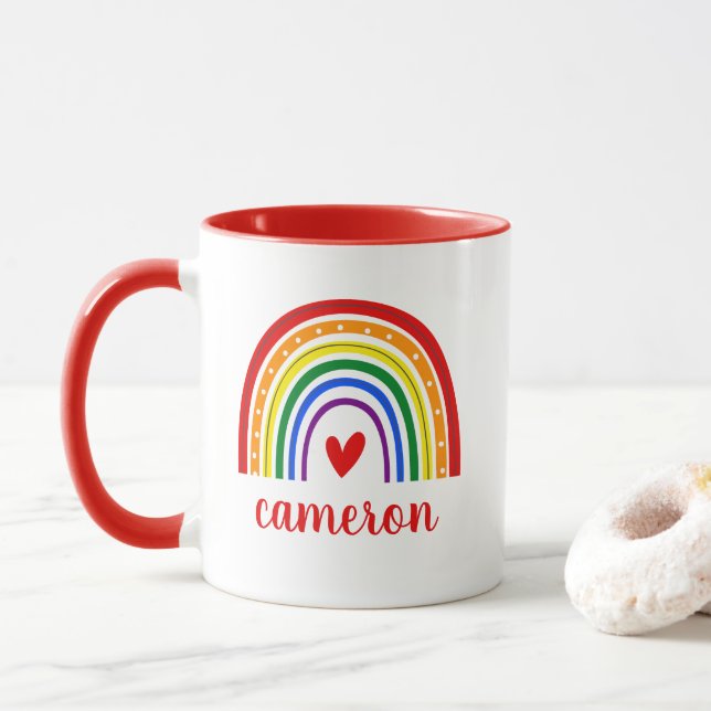 Taza Orgullo gay, arcoiris personalizado (Con donut)