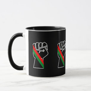 Taza orgullo negro puño rojo verde panafricana unidad d