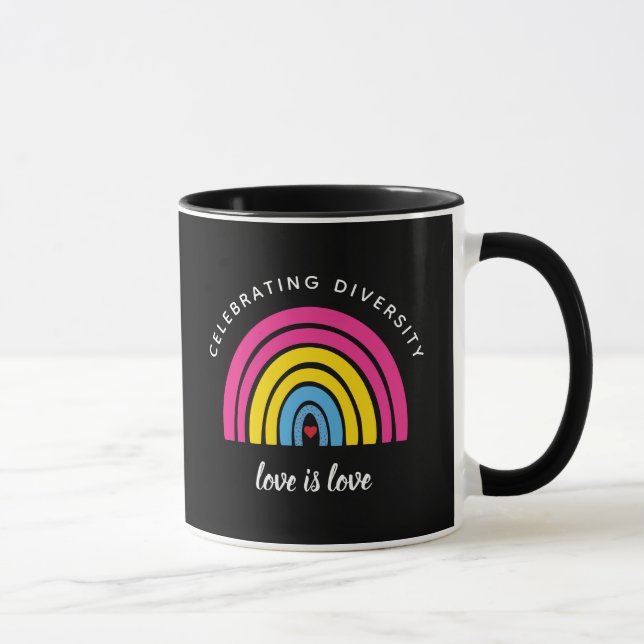 Taza Orgullo Pansexual Celebrando La Diversidad Amor Es (Derecha)