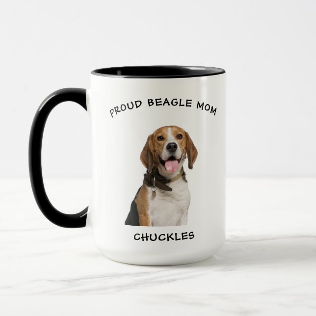 Taza Orgullosa Beagle Mom Personalizada Mascota Dog Pho (Izquierda)