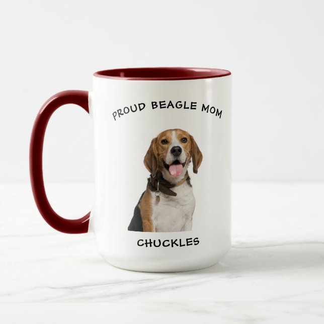 Taza Orgullosa Beagle Mom Personalizada Mascota Perro F (Izquierda)