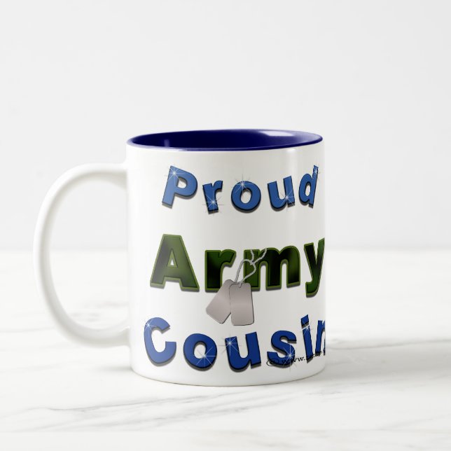 Taza orgullosa del azul del primo del ejército (Izquierda)