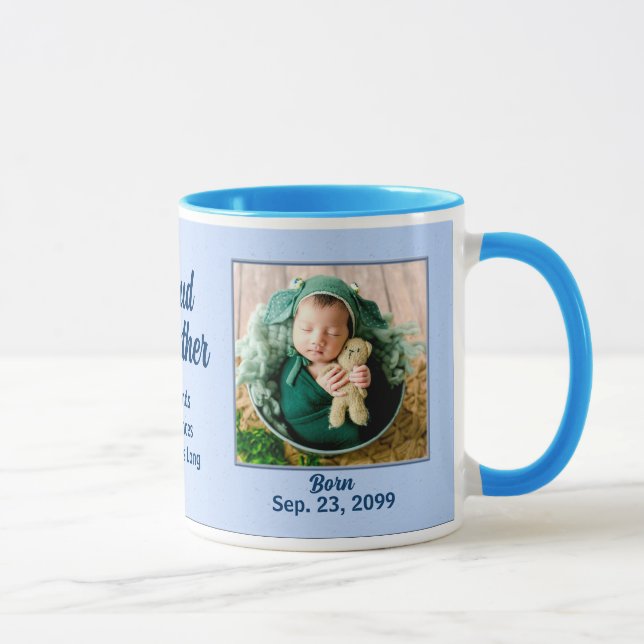 Taza Orgullosa foto azul del Recién nacido del padrino (Derecha)