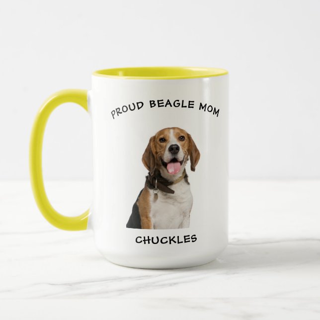 Taza Orgullosa foto de perro Mascota personalizada Beag (Izquierda)