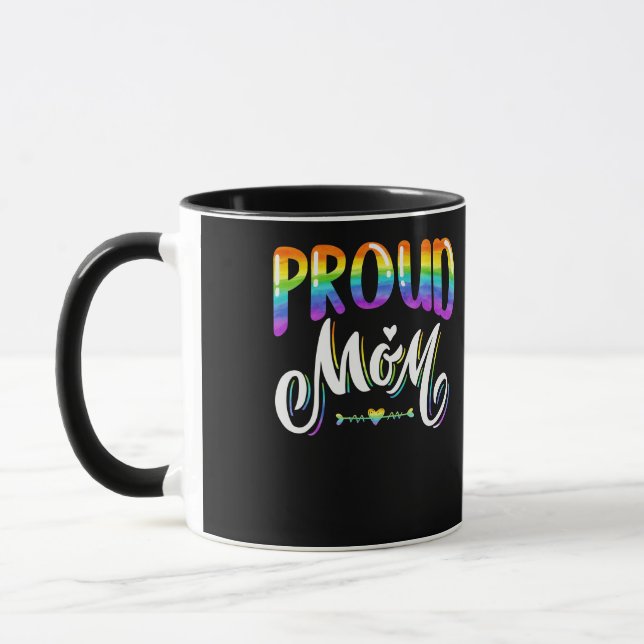 Taza Orgullosa madre LGBT Orgullo gay arcoiris lesbiana (Izquierda)