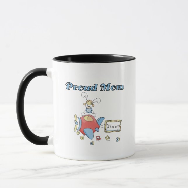 Taza Orgullosa Mamá-Avión es un niño camiseta y regalo (Izquierda)