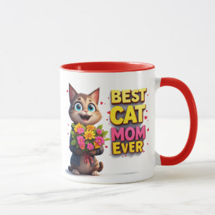 Taza Orgullosa Mamá de Gato con Lindo Gatito de Flor 🐱