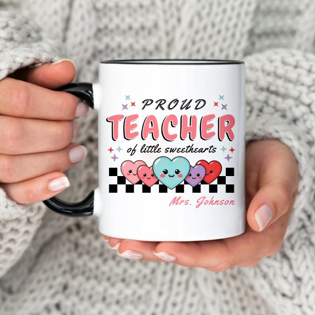 Taza Orgullosa profesora de El día de San Valentín enam (Proud Teacher of Sweethearts Valentine's Day Pink Mug
)