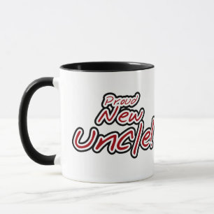 Taza Orgulloso nuevo tío - Texto rojo y negro