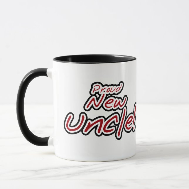 Taza Orgulloso nuevo tío - Texto rojo y negro (Izquierda)