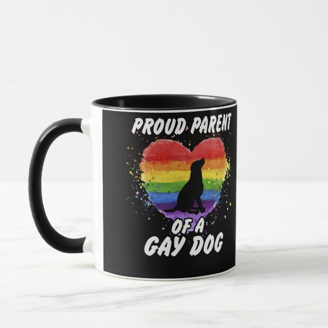 Taza Orgulloso Padre De Un Orgullo LGBT De Perro Gay (Izquierda)