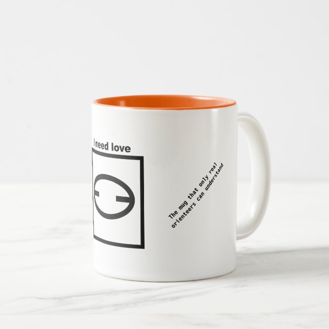 Taza - Orienteering - necesito amor (Anverso derecho)