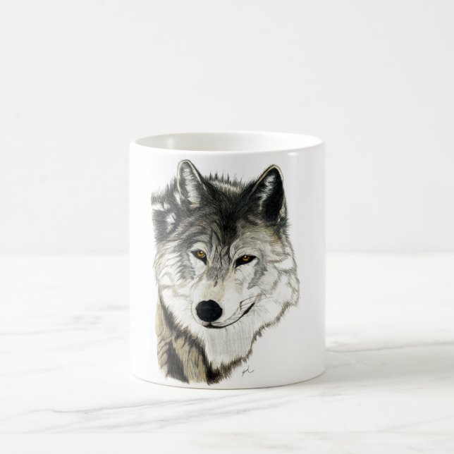 Taza original del arte del lobo (Centro)