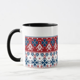 Taza Ornamento azul rojo
