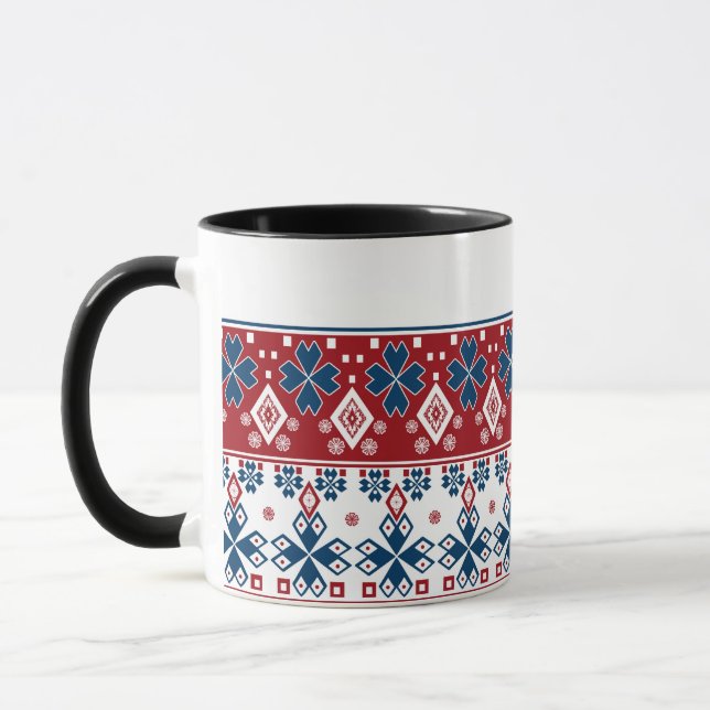 Taza Ornamento azul rojo (Izquierda)