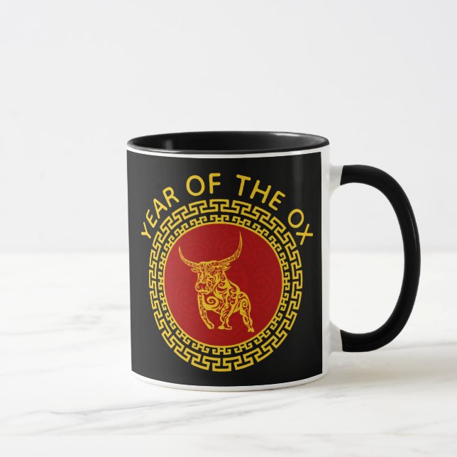Taza Ornamento chino de Año Nuevo del Oxi (Derecha)