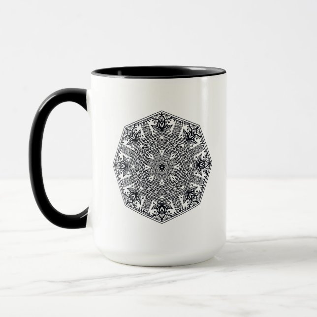 Taza Ornamento redondo de la mandala (Izquierda)