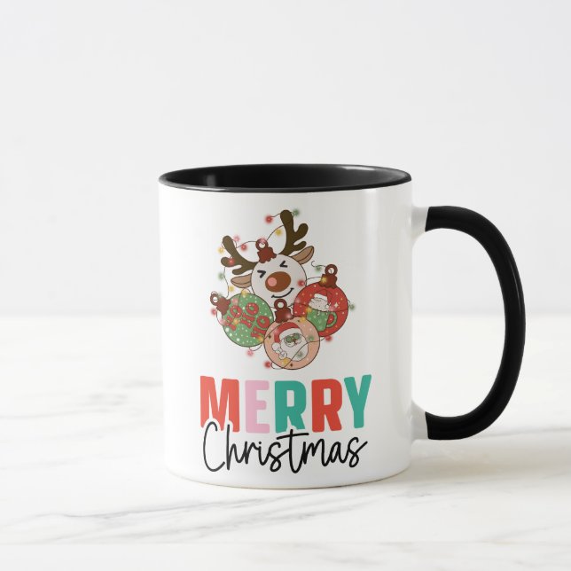 Taza Ornamentos de Cute - Feliz Navidad (Derecha)