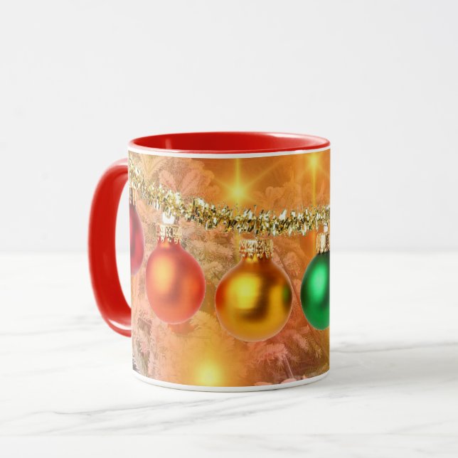 Taza Ornamentos de Navidad coloridos (Anverso izquierdo)
