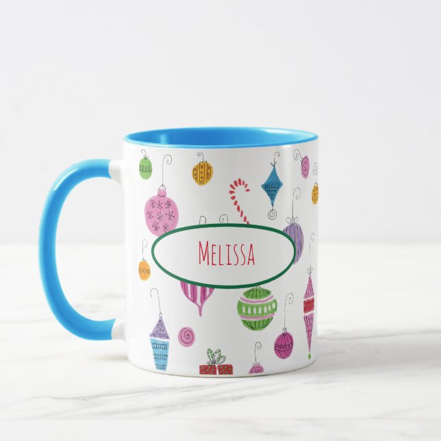 Taza Ornamentos de Navidad Cute Retro de los años 60 pe (Izquierda)