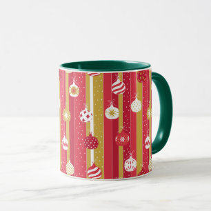 Taza Ornamentos del árbol de navidad rojo amarillo