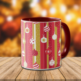 Taza Ornamentos del árbol de navidad rojo amarillo