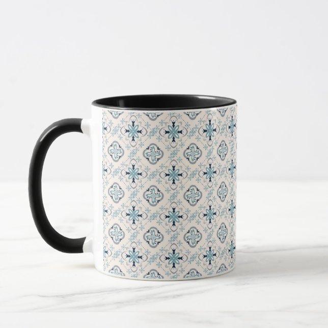 Taza Ornamentos marroquíes crema azul estilo étnico Est (Izquierda)