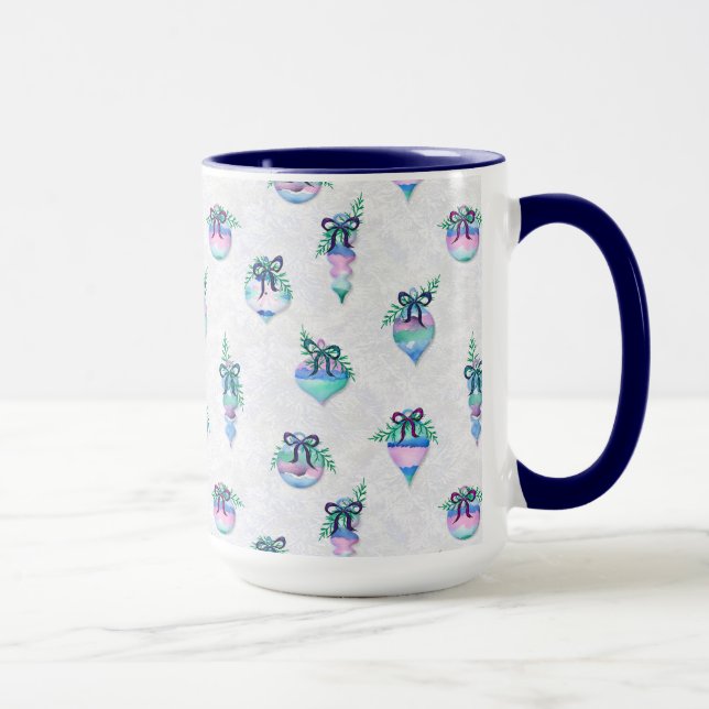 Taza Ornamentos navideños acuarelas en blanco (Derecha)