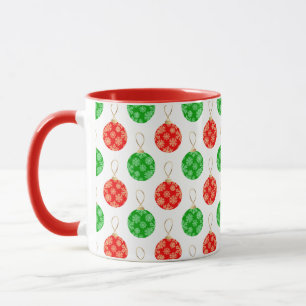 Taza Ornamentos navideños modernos - Verde Rojo y Oro