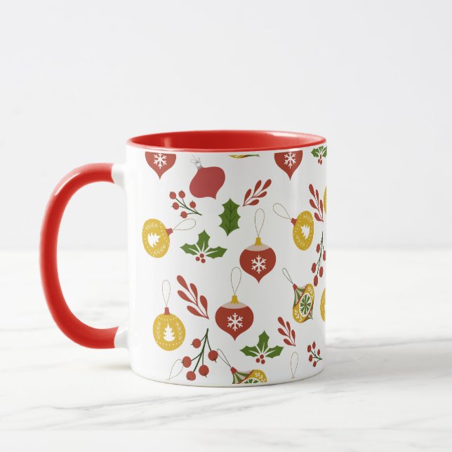Taza Ornamentos navideños verde festivo (Izquierda)