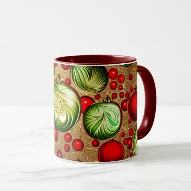 Taza Ornamentos rojos y verdes (Anverso derecho)