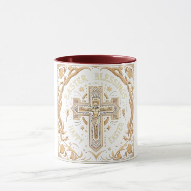 Taza Ornate Gold Cross Easter Blesss Mens (Centro)