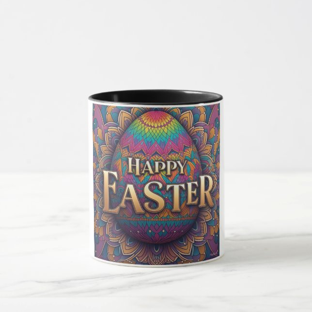 Taza Ornate Mandala Huevo de Pascua Feliz Pascua (Centro)