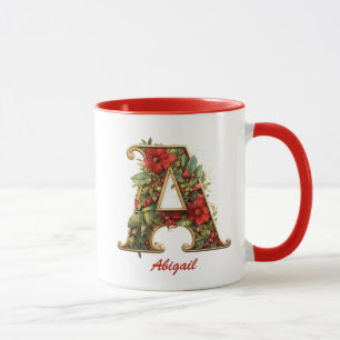 Taza Ornate Monograma A Navidades Oro Rojo