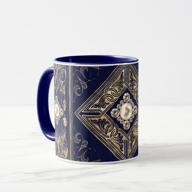 Taza Ornate Opulence | Florecimiento con azúcares azule (Anverso izquierdo)