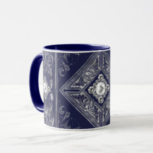 Taza Ornate Opulence   Flourigo con manchas azules y pl
