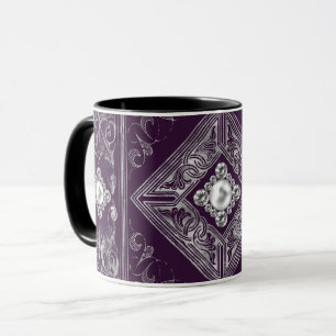Taza Ornate Opulence   Prosperar joyas moradas y platea