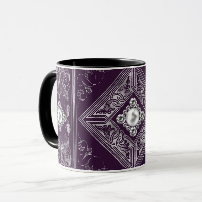 Taza Ornate Opulence | Prosperar joyas moradas y platea (Anverso izquierdo)