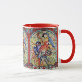 Taza Ornate Red Scarlet Hyacinin Blue Macaw Parrot Mug