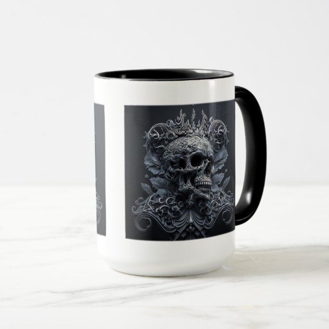 Taza Ornate Skull Combo Mug, 15 oz (Anverso derecho)