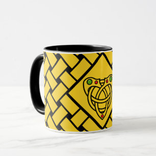 Taza Oro/aguamarina/bandas negras/armadura, nudo