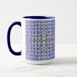 Taza Oro, Azul y Púrpura Geométrico Irisado 2