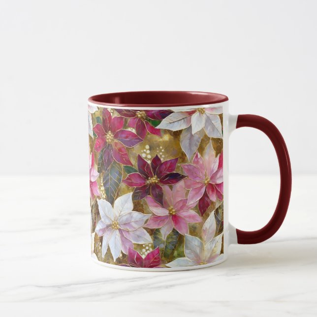 Taza Oro Borgoña Bronce Pink Red Poinsettia (Derecha)