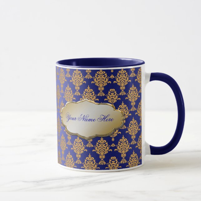 Taza Oro del damasco en azul real (Derecha)