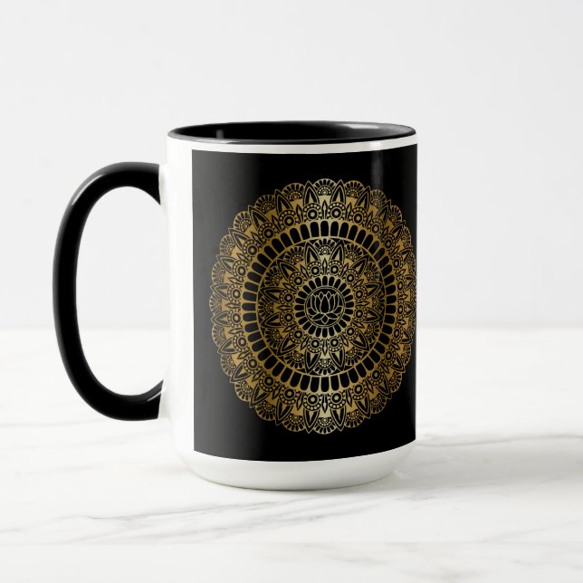 Taza Oro elegante en Black Lotus Henna Mandala (Izquierda)